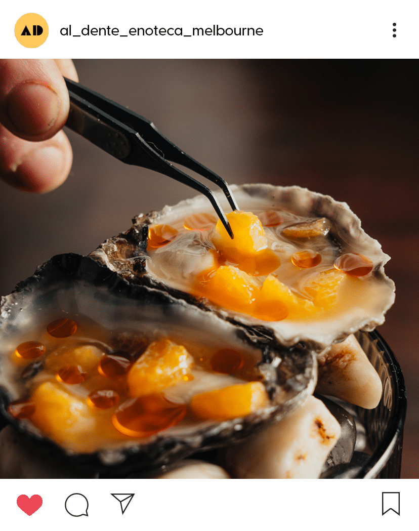 Food photography shot of chef pouring gravy onto a lamb dish used in a social media marketing campaign for an italian restaurant on Instagram